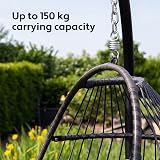 VITA5 Hanging Egg Chair Indoor Outdoor with Frame Polyrattan Cushion Dark Grey view 5