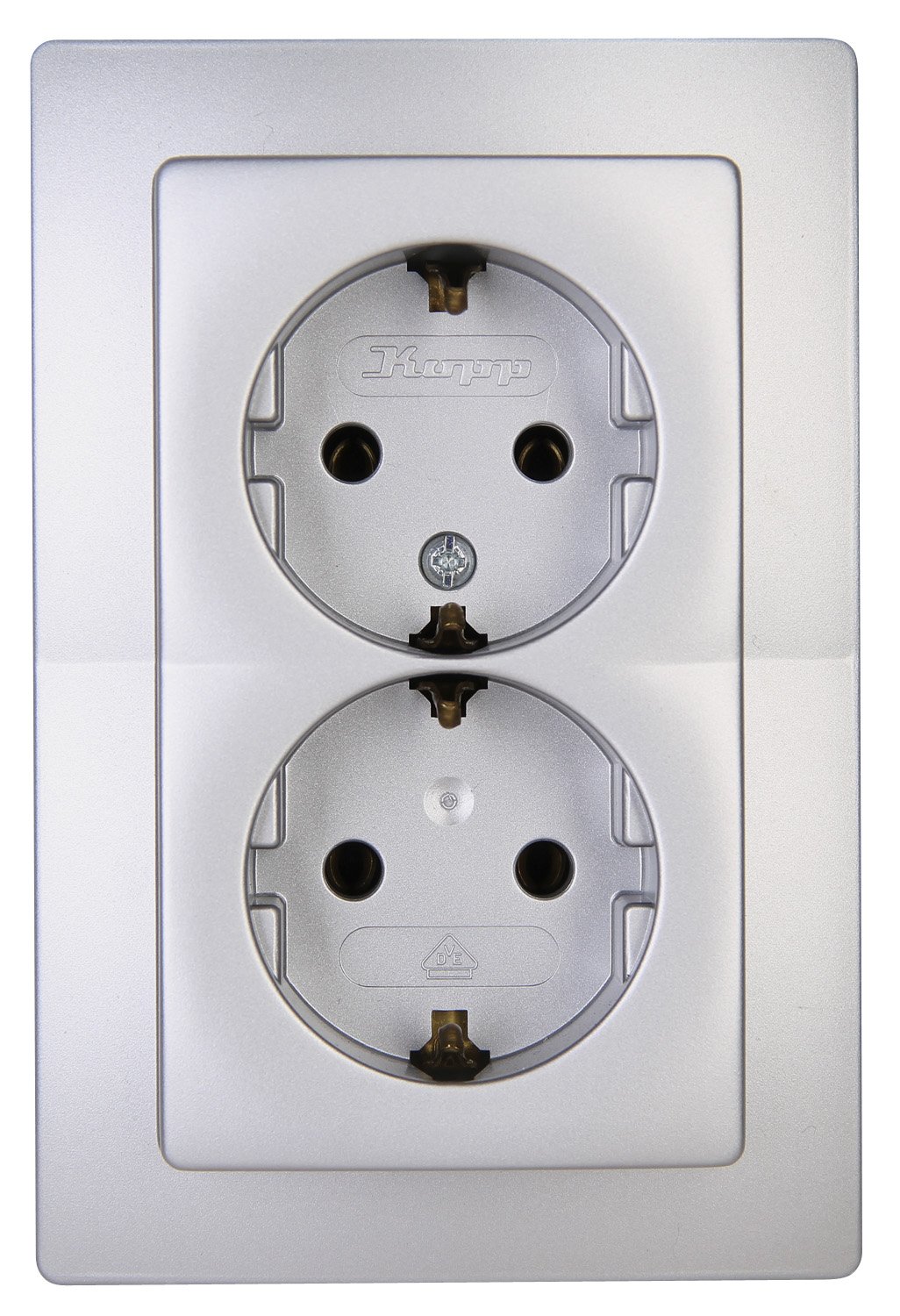 Kopp Paris 941120089 Protective Contact Socket, 2-Way, Without Contact Protection, Complete Device for Installation in a Single Switch Socket, Diameter 60 mm, 16 A, 250 V~, IP20, Silver — image 1