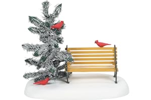 Department 56 Village Accessories Cardinal Christmas Bench Figurine, 3.375 Inch, Multicolor