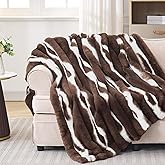 VFROO Plush Faux Rabbit Fur Throw Blanket – 850GSM Thick & Warm, Ultra Soft Fluffy Blanket for Couch, Bed, Sofa, Ideal Gift for Women, 50" × 60", Chocolate