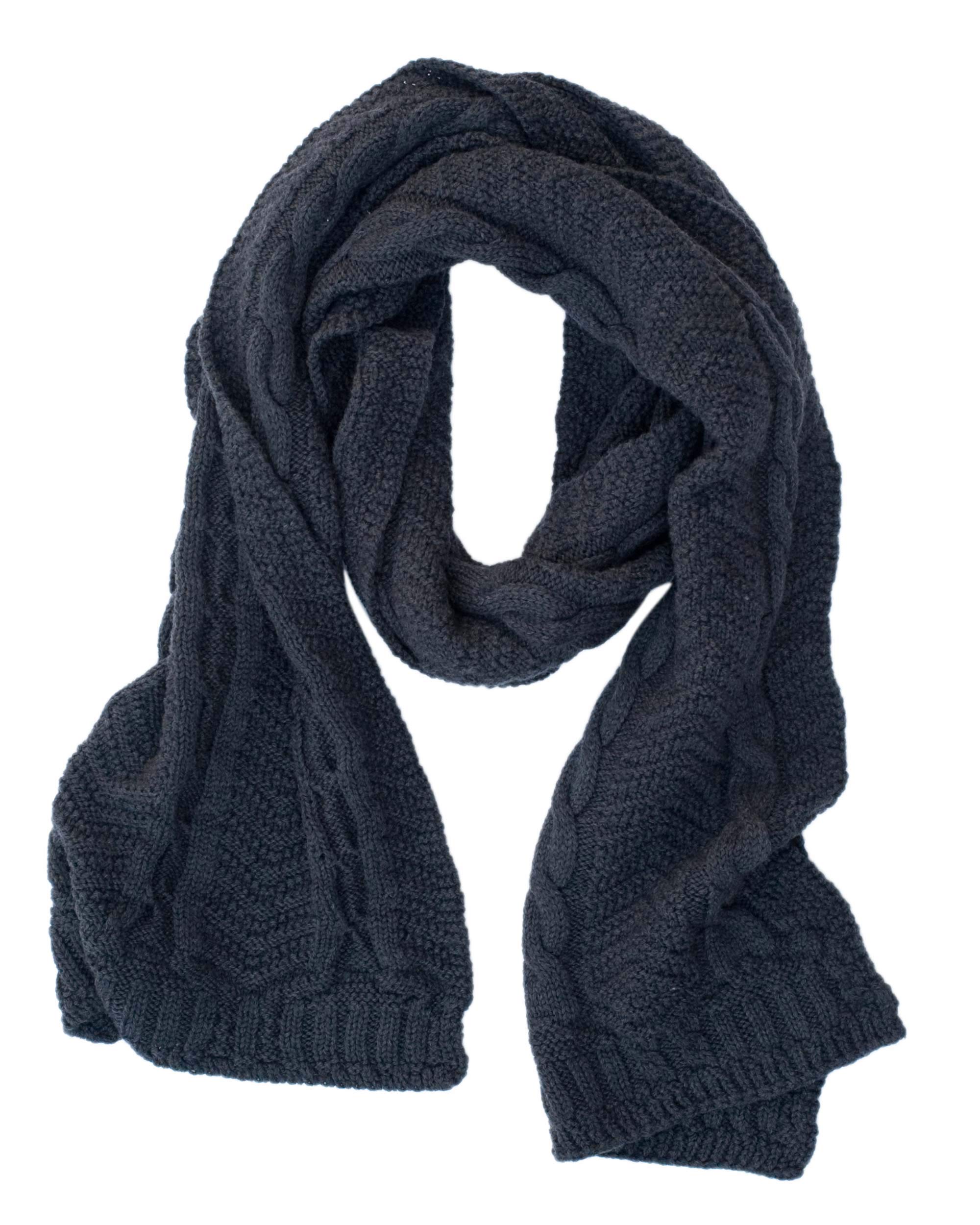 FosterNatur, Merino Zopfschal, 100% Wolle (Anthrazit)