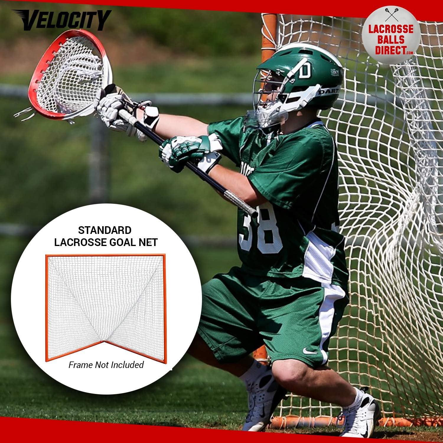 Velocity 7MM Heavy Duty White Lacrosse Net - Fits Regulation Goal - Weatherproof, UV Resistant 1000d High-Strength Polyester - Comes with 100+ Feet of Lacing Cord and 4 Quick Ties. : Sports & Outdoors