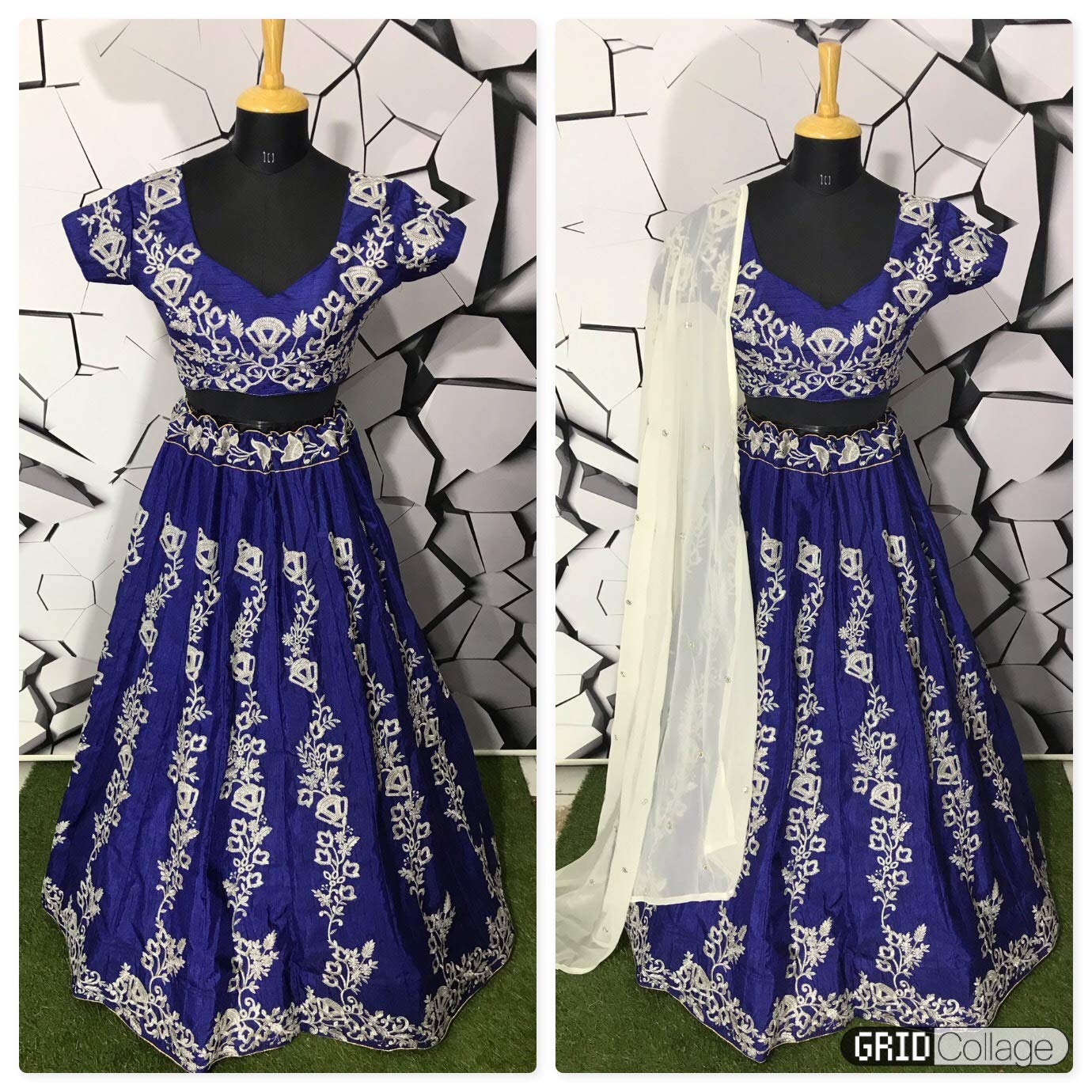 women's hara silk heavy embroidery navy blue lehenga choli by goyani international