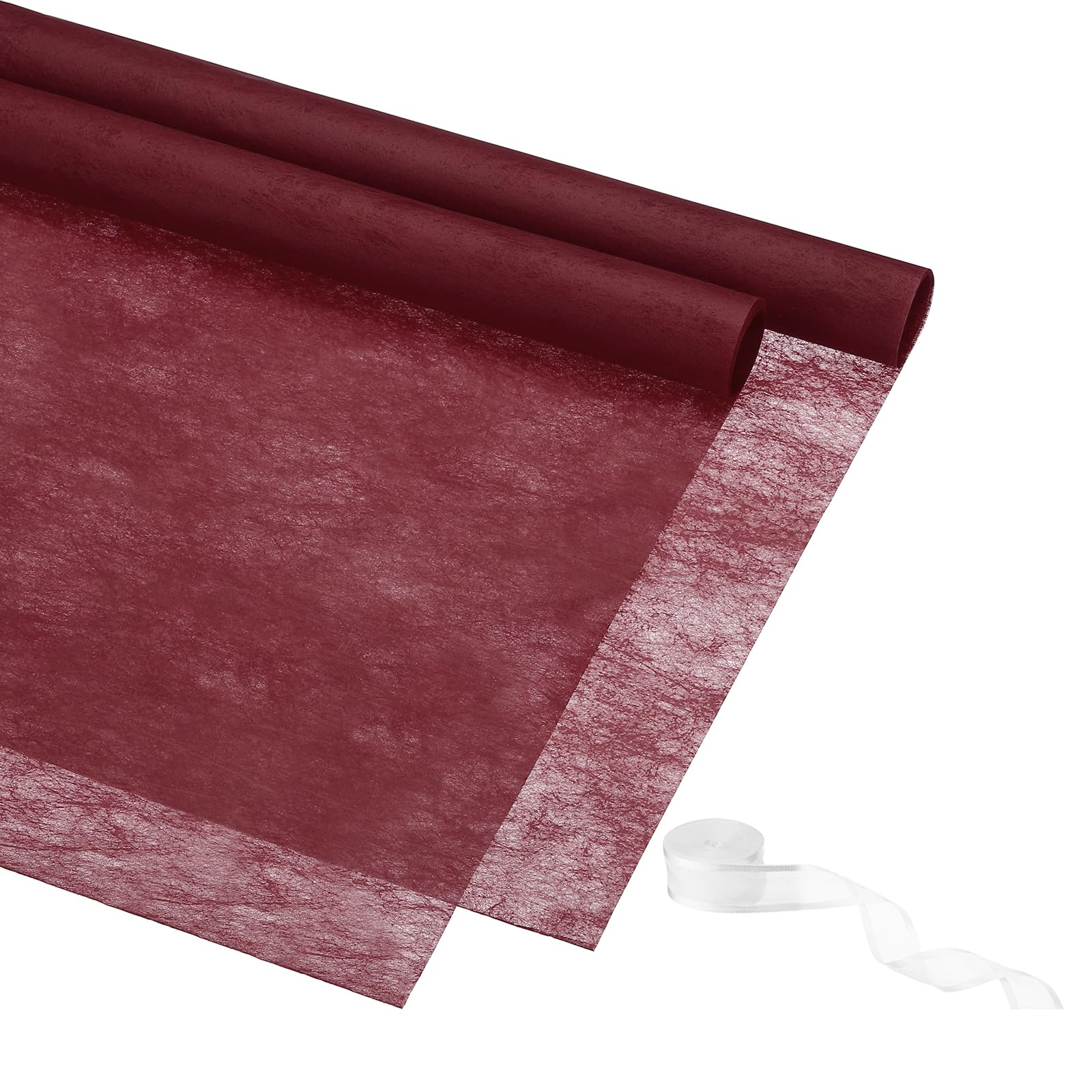 PATIKIL 22.8"x22.8" Flower Wrapping Paper, 20 Sheets Non-Woven Waterproof Florist Floral Bouquet Wrap Paper Korean Style with 1 Roll Ribbon for DIY Crafts Gift Packing, Red