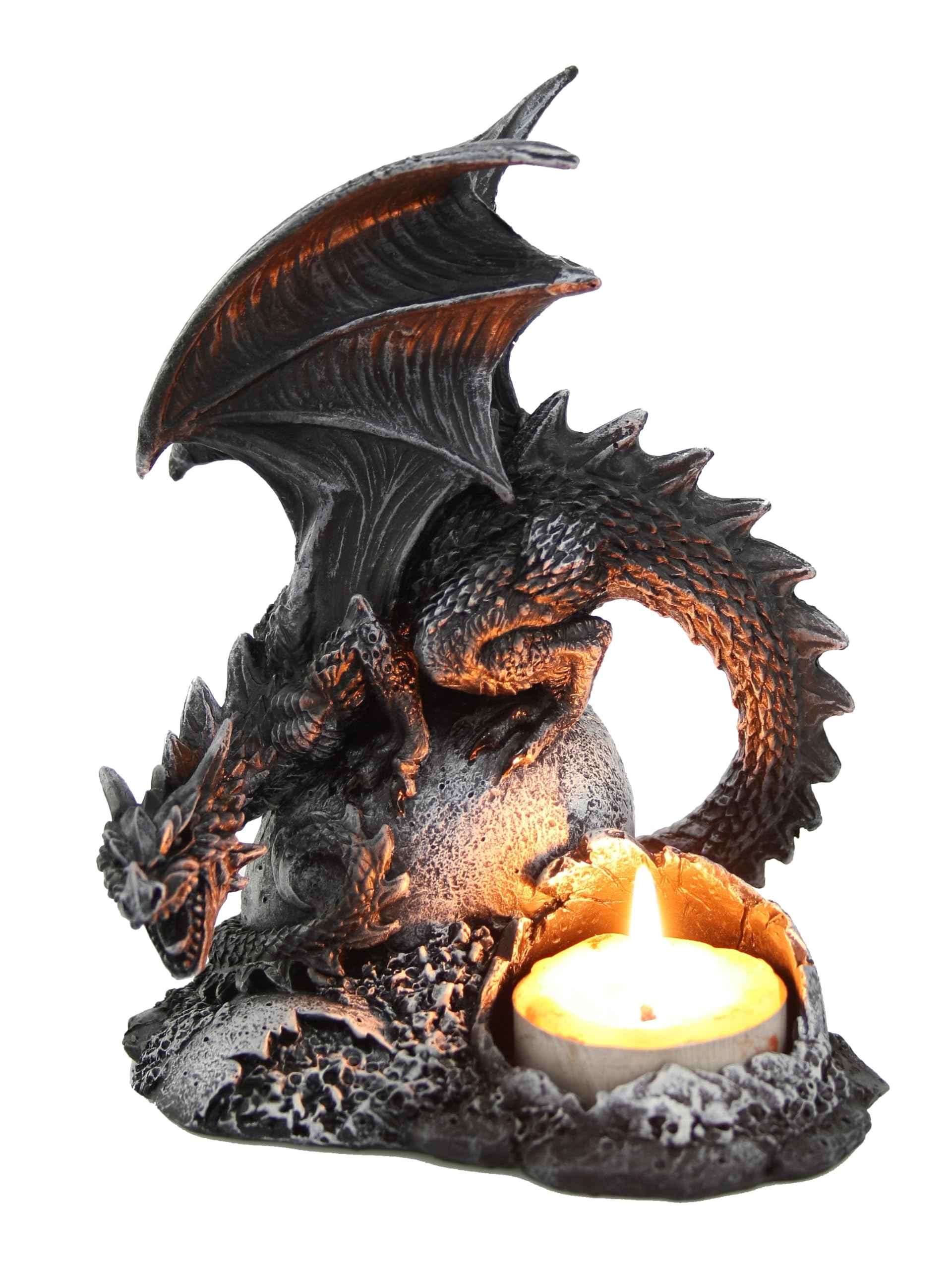 Veasion Dragon Tea Light Holder, Polyresin (Artificial Stone) Candle Holder, Multicolor, Gothic Theme, 1 Piece, Tabletop Mounting