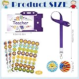 Tenare 7 Pcs Teacher Roleplay Kit with ID Card Lanyard and Stickers Purple Star view 2
