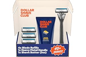 Dollar Shave Club | Heavy Metal Shave Kit with Shave Butter | Heavy-Duty Razor Handle, 6 Blade Razor Blade Refills and Shave Butter 3 oz. | Shaving Set with Handle, Razors for Men & Women, Metallic