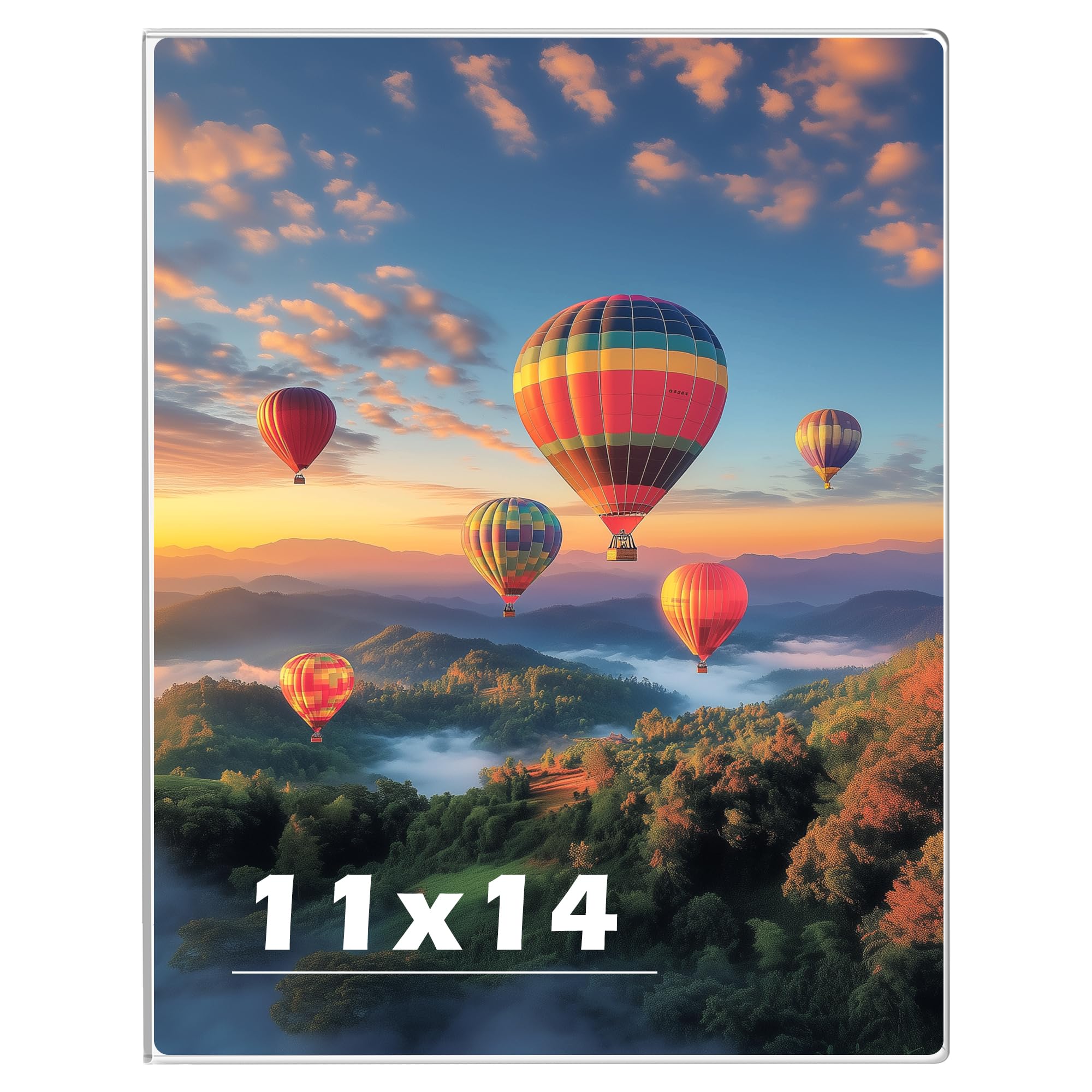 Photo 1 of 11 x 14 Acrylic Picture Frame, Horizontal/Vertical Clear Photo Frame for Wall with Tape, No Drilling Floating Hanging Frameless Picture Frame, Wall Mount Sign Holder 11x14 for Home, School, Office