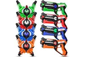 Stlloys Laser Tag, Laser Tag Guns Set of 4 with Vests, Infrared Lazer Tag Game, Laser Tag Set 4 Player for Kids Adults, Toys for Kids Ages 6 7 8 9 10 11 12+ Year Old Boy Christmas Birthday Gift