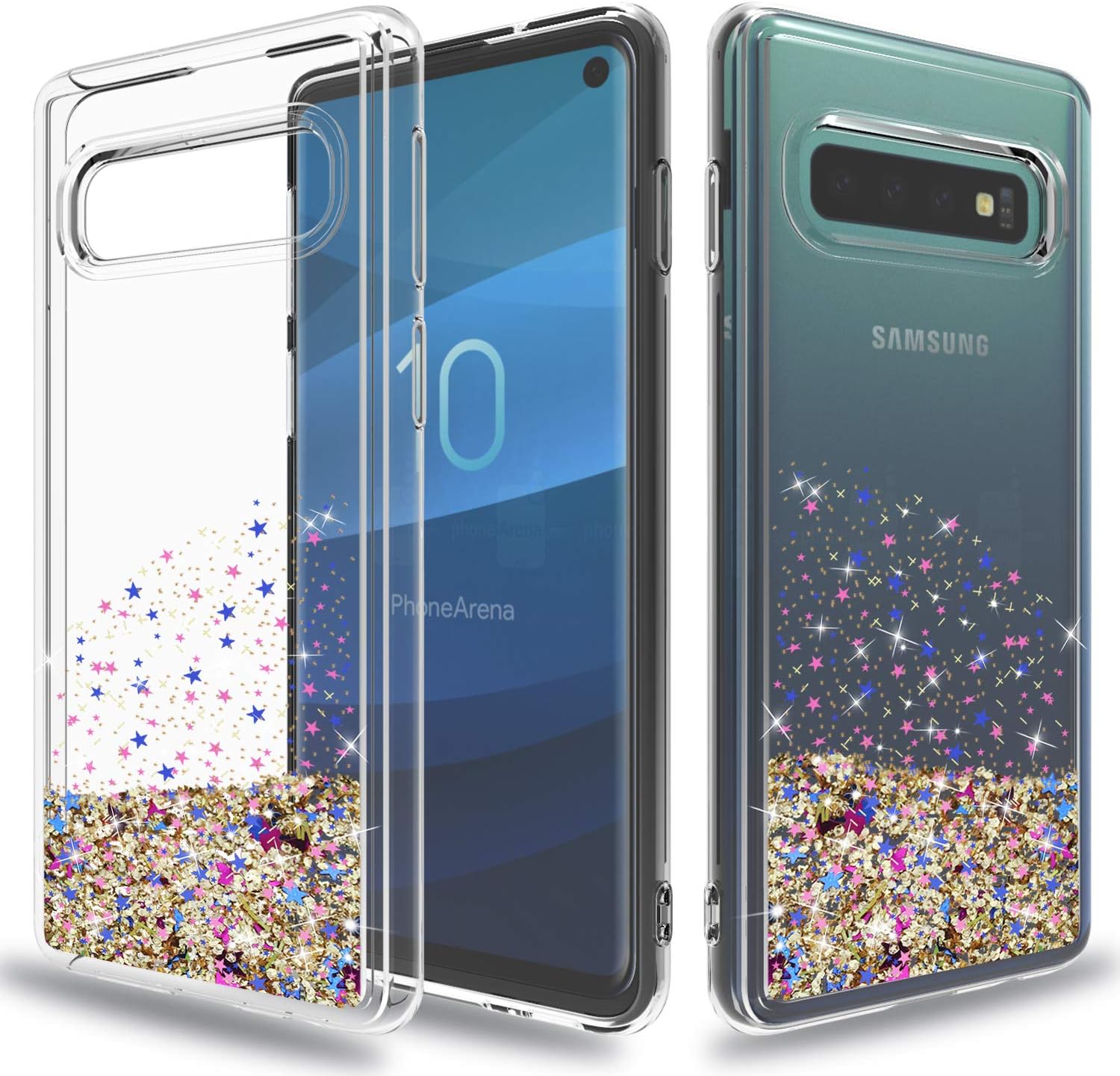 Wtiaw for:Galaxy S10 Case,Samsung Galaxy S10 Case,Galaxy S10 Phone Cases, [Quicksand Series] Flowing Liquid Floating Ultra Thin Shock Absorption TPU Case for Galaxy S10-SA Gold
