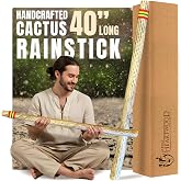 Africa Heartwood Project 40" Cactus Rainstick from Chile - Authentic Handcrafted Rain Stick Musical Instrument with Rasta Yarn Wrap and Durable Sealant