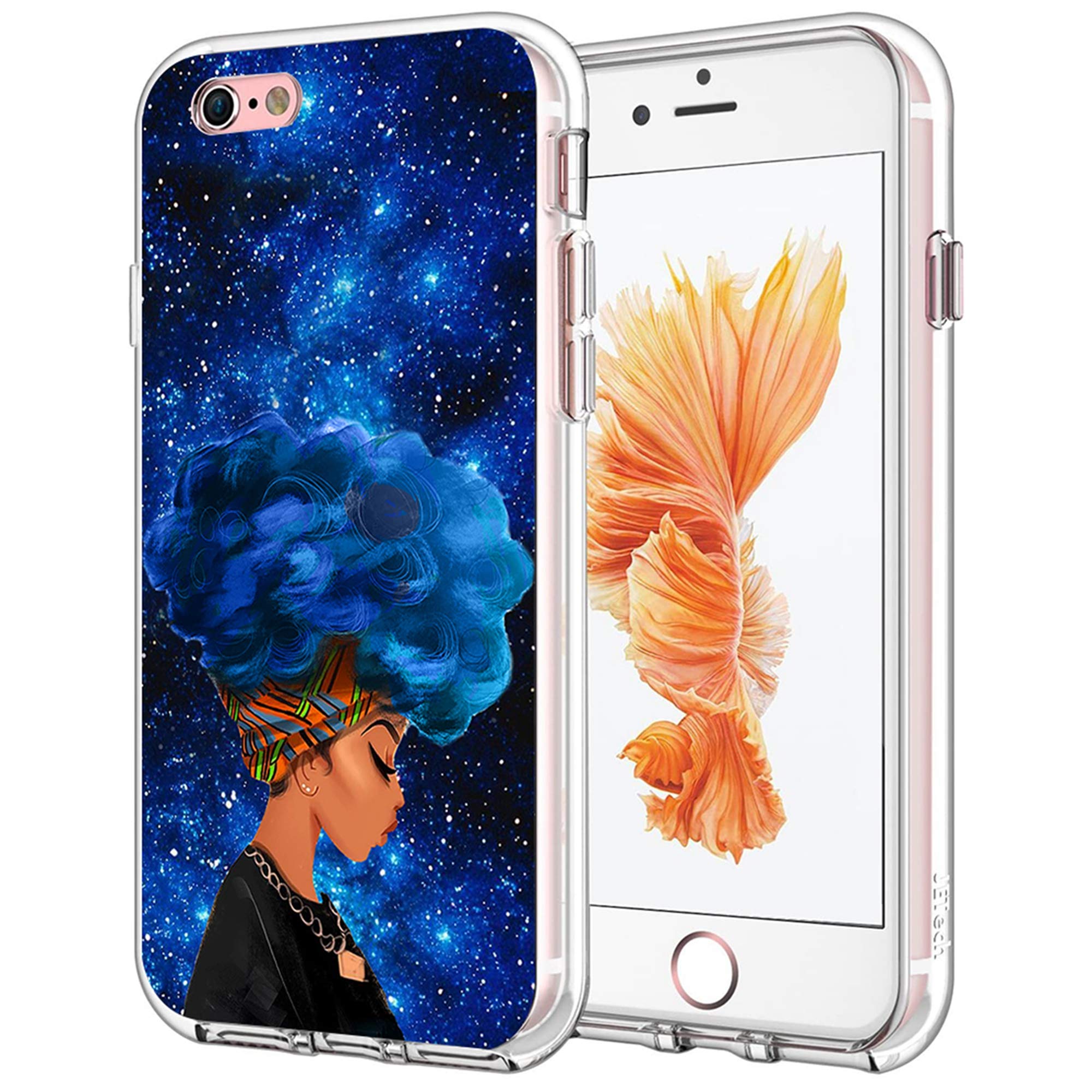 cocomong African American for iPhone 6 iPhone 6S Case 4.7 Inch Black Afro Girl Pattern Protective Thin Phone Case Cover for iPhone 6 / 6S Soft TPU Anti-Drop Scratch Shockproof Bumper for Girls Women