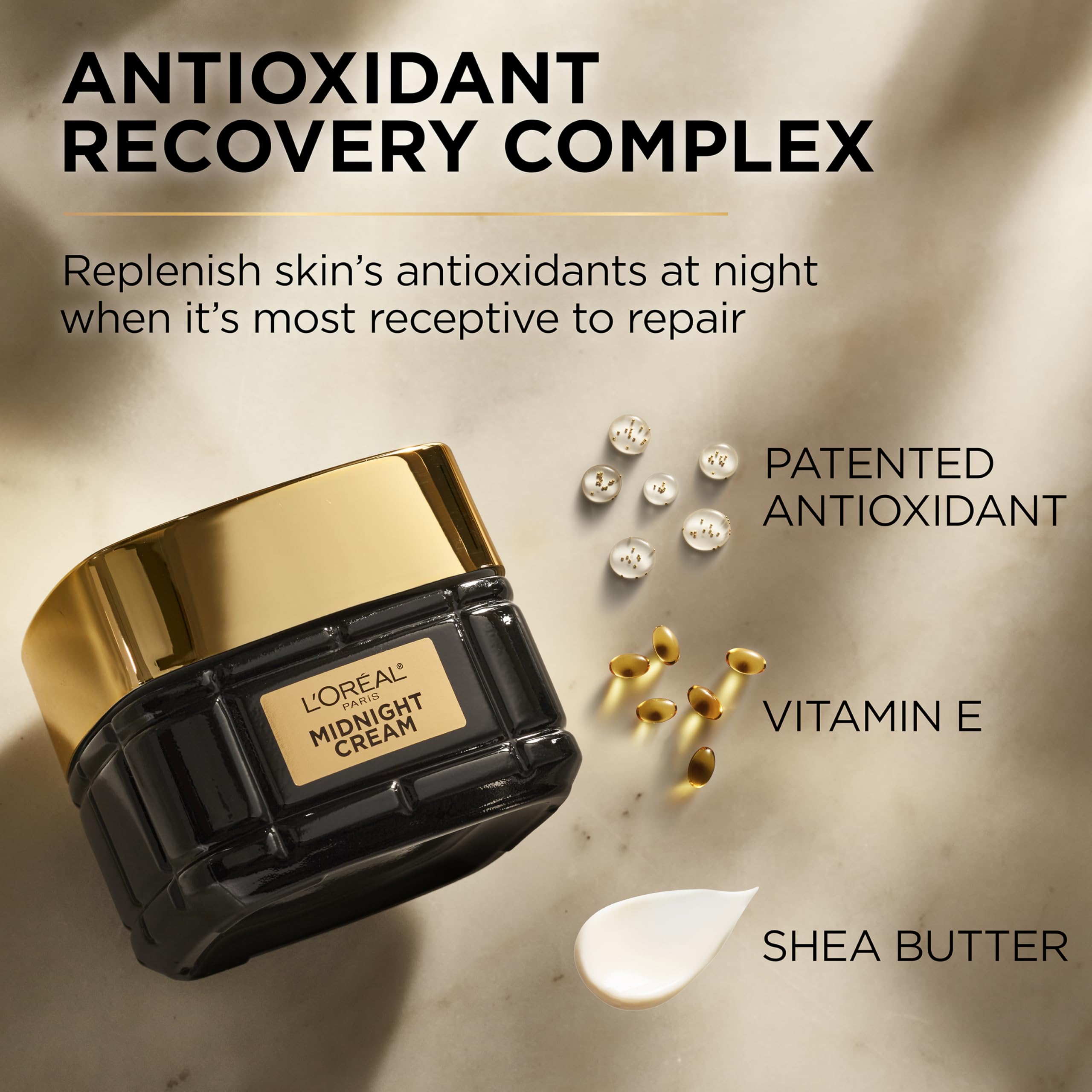 L'Oreal Paris Age Perfect Anti-Aging Midnight Cream, Face Moisturizer to Reduce Wrinkles and Firm Skin, 1.7oz + Serum Sample