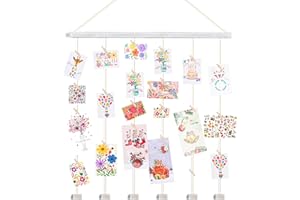 NIUBEST Wooden Hanging Photo Display Pictures Holders with 30 Clips,Picture Collage Frames for Wall,Suitable for Home Office Nursery Bedroom Room Dorm