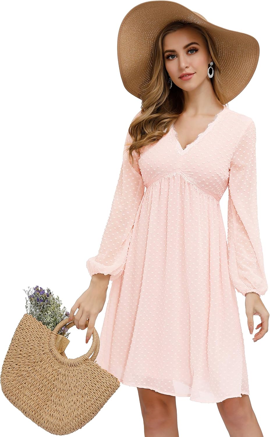 JASAMBAC Women's Swiss Dot Cocktail Dress for Wedding Guest Baby Shower Maternity Dress at  Women’s Clothing store