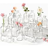 20 Pack Clear Glass Bud Vases for Centerpieces Small Mini Flower Vases | Bulk Vintage Decorative Bottle Vases for Table Decor, Home Accents, Wedding Reception, Party &amp; Office Arrangements