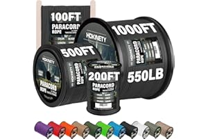 HOKINETY Paracord Rope 550 lb - 4MM 100ft / 200ft / 500ft / 1000ft Heavy-Duty Parachute Spool para Cord Lanyard - Outdoor Gear for Tent, Camping, Clothesline, Hiking, Fishing, Survival Bracelet