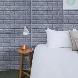 Art3d 10Pcs 3D Brick Wallpaper Grey Peel and Stick Waterproof Panels 14.5 Sq Ft view 4