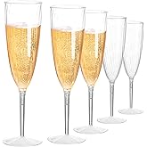 18 PCS Plastic Champagne Flutes,6 Oz Clear Disposable Champagne Glasses,Wine Glass Cocktail Cup for Wedding Party Birthday Celebrations Christmas Thanksgiving Engagement Mimosa Toasting Picnic (Clear)