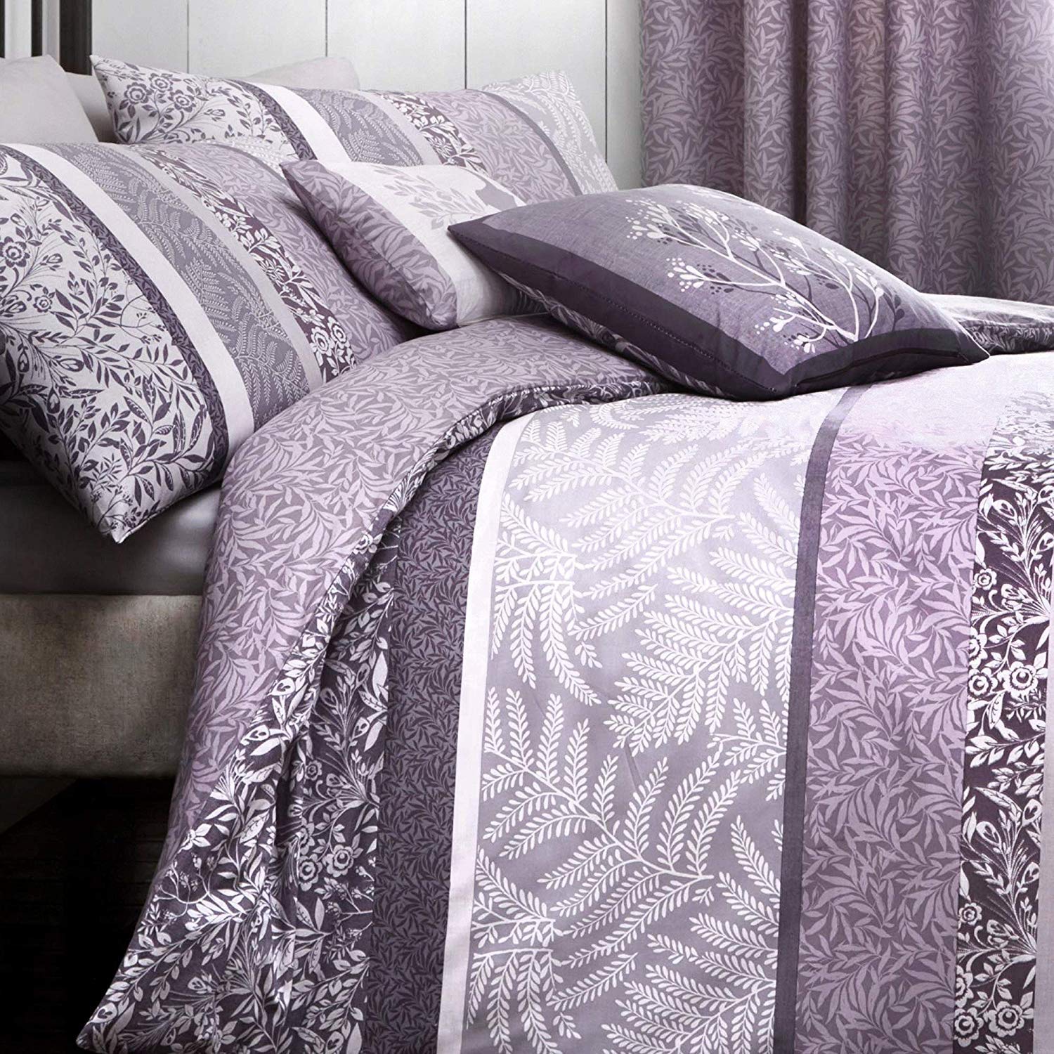 Dreams & Drapes, Hanworth, Easy Care Duvet Cover Set, Double, Heather, Purple