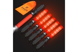 SIMAZO 6 Pack Traffic Wand, 16 Inch Traffic Control Wand with White LED on Top, Traffic Safety Signal Baton with 3 Flashing Modes for Parking Guides, Car Directing, Air Marshalling