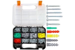 Maxopro Drywall Anchors and Screws Kit – 370 Pcs Plastic Dry Wall Anchors Kit – Color-Coded Wall Anchors and Screws for Drywall – Screw Anchors Assortment Kit with Different Sizes