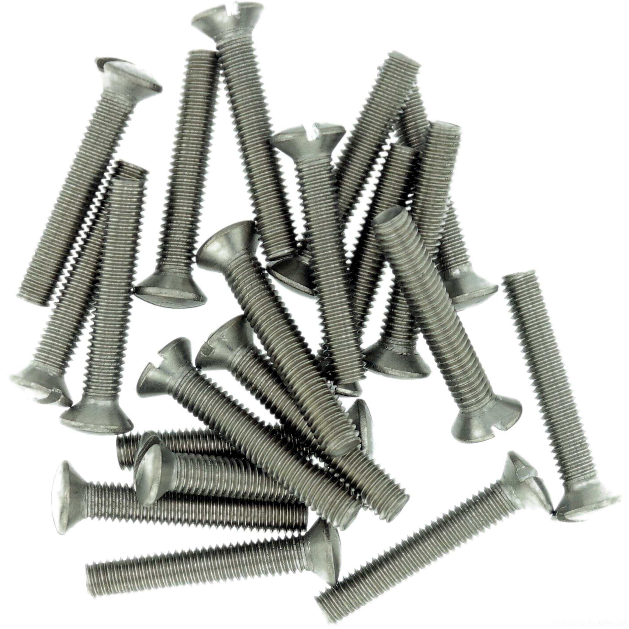 M6 (6mm x 60mm) Slot Raised Countersunk Machine Screw (Bolt) - Stainless Steel (A2) (Pack of 20)