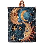 Sun and Moon Blanket Gifts for Adults Women Girls Soft Warm Lightweight Cozy Plush Sun Moon Throw Blankets for Bedroom Living Room Sofa Home Decor 60"x50"