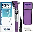 RiteScope Otoscope with Light - Premium Otoscope Set with Fiber Optic Illumination - Ear Infection Detector - Ear Scope for Examination at Home-Purple