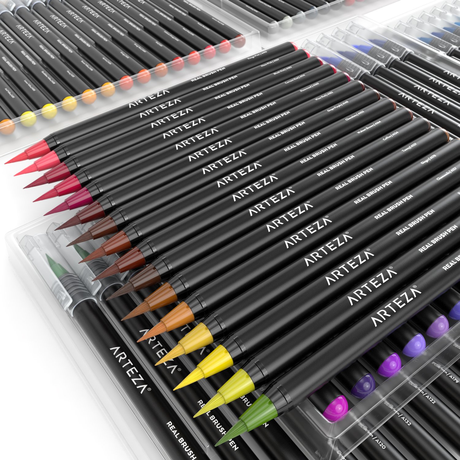 Arteza Real Brush Pens, 96 Paint Markers with Flexible Brush Tips
