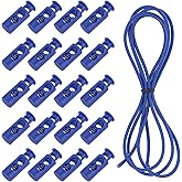 uxcell 25 Pcs Double Hole Cord Locks with 39Inch Elastic Shock Cord, Plastic Spring Toggle Stopper Clip with Stretch String for Shoelaces Drawstrings Paracord, Sapphire Blue