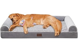 Figopage Orthopedic Dog Bed for Extra Large Dogs - Washable, Waterproof, Comfy Memory Foam Bolster, 42"L x 30"W x 7.5"Th
