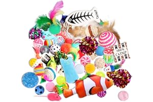 Cat Toys Variety Pack for Kitty 20 Pieces,Variety Cat Toy Set Including Cat Feather Teaser,Catnip Fish,Mice,Colorful Balls an