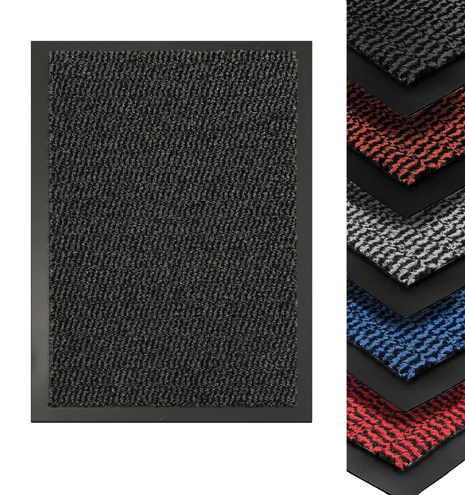 Monal Heavy Duty Indoor & Outdoor Rubber Non-Slip Floor & Kitchen Barrier Mat Easy Clean Absorbent Soft Feel Entrance Rug Shoes Scraper Floor Mat (60 x 180 cm (2' x 6'), Charcoal)