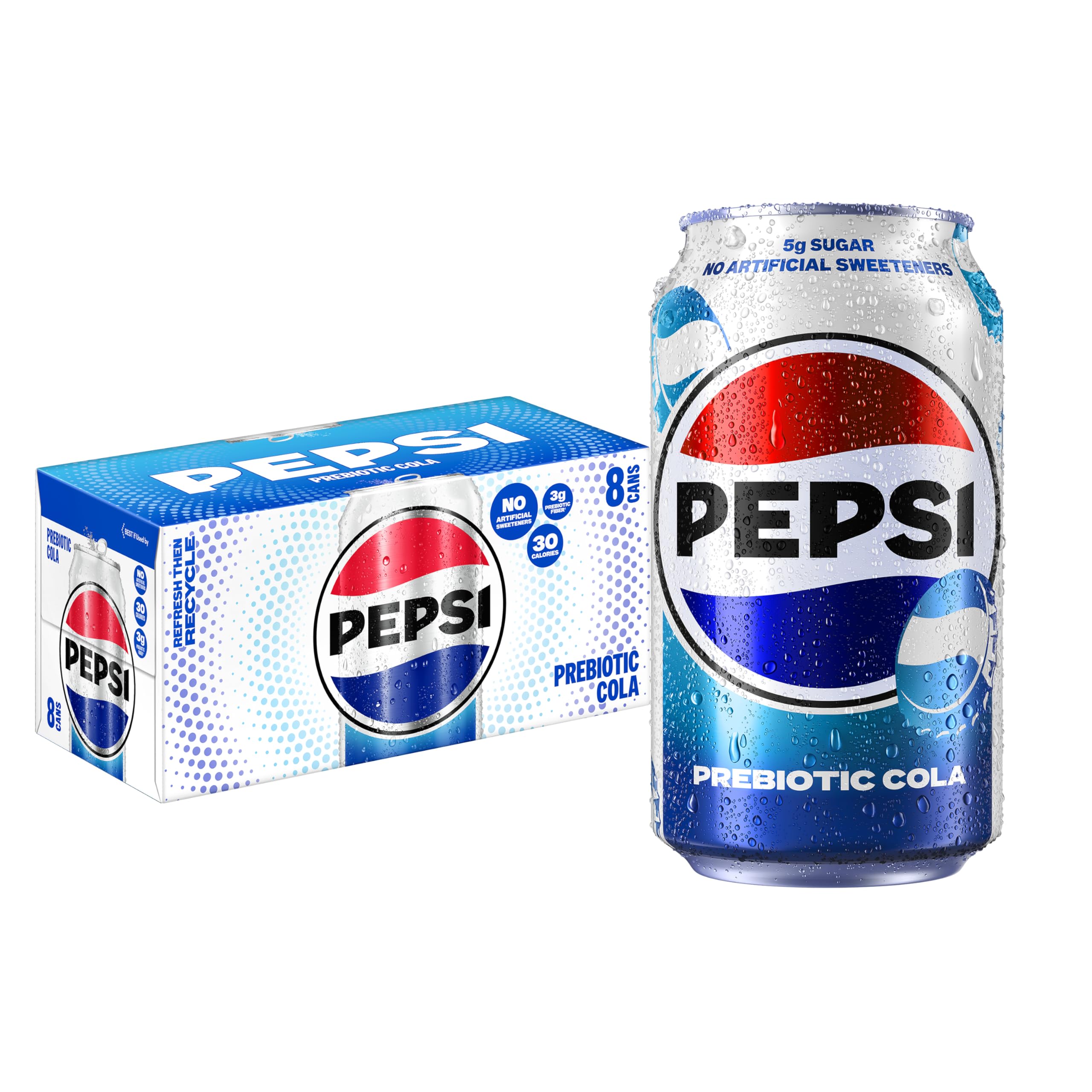 Pepsi Prebiotic Cola, 12 fl oz Cans (8 Pack), 30 12 Fl Oz X 8