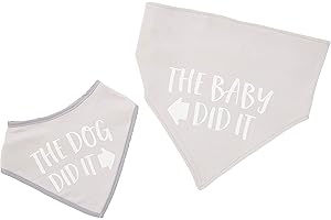 Pearhead Baby and Pet Bib Set, Matching Best Friends Outfits, Gift For Parents or Dog Cat Owners, Gift Set, Gray