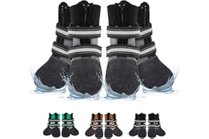 BEAUTYZOO Waterproof Dog Shoes for Winter Cold Weather, Anti-Slip Dog Socks Boots & Paw Protectors, Zipper Dogs Booties to Prevent Licking, Indoor Outdoor Reflective for Small Medium Large Senior Dogs