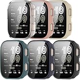 FitTurn Screen Protector Case Compatible with Amazfit Bip 6 Watch with HD Tempered Glass Case Cover, [Color Frame] [3D Full Coverage] Shell Protective (6pack)