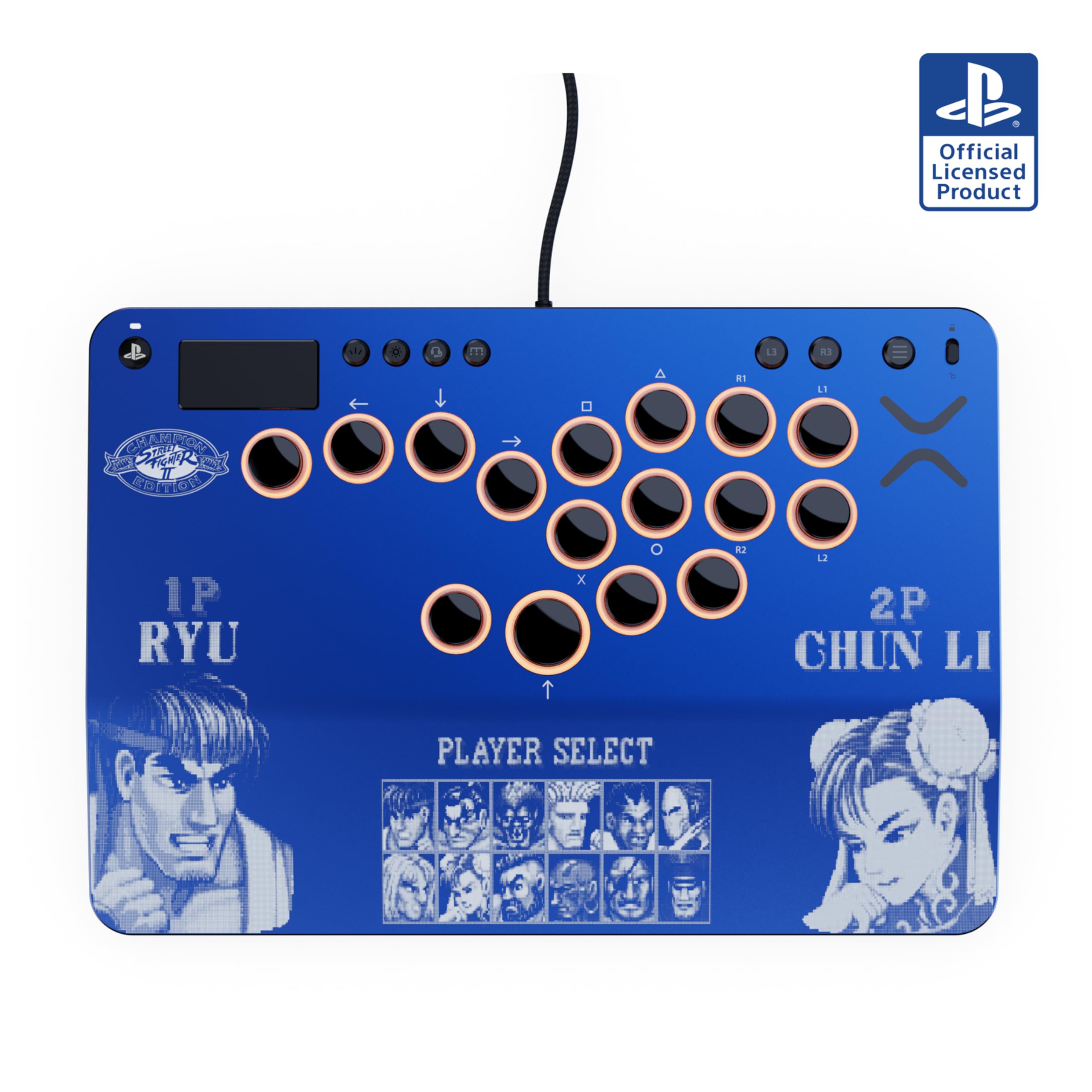 Turtle Beach Victrix Pro KO Leverless Fight Stick: Street Fighter II (Champion Edition) - Capcom and PlayStation Officially Licensed for PS4, PS5, PC - Hot-Swappable RGB Switches, Ergonomic