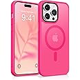 GONEZ Magnetic for iPhone 14 Pro Max Case,Compatible with MagSafe,[Military-Grade Drop Protection][Anti-Fingerprint] Slim Translucent Matte Back Shockproof Phone Protective Case(Hot Pink)
