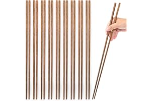 Dicunoy 10 Pairs Extra Long Cooking Chopsticks, 16.5 Inches Reusable Wooden Chopsticks for Kitchen Cooking, Frying Hot Pot, G