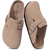 Asgard Genuine Suede Clogs for Women Men Leather Mules Arch Support Potato Shoes with Comfort Cork Footbed
