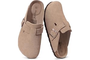 Asgard Genuine Suede Clogs for Women Men Leather Mules Arch Support Potato Shoes with Comfort Cork Footbed