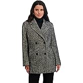 TAHARI womens Double-breasted Twill Soft Wool Coat, Fully Lined, Notched Collar, 30" Peacoat Length