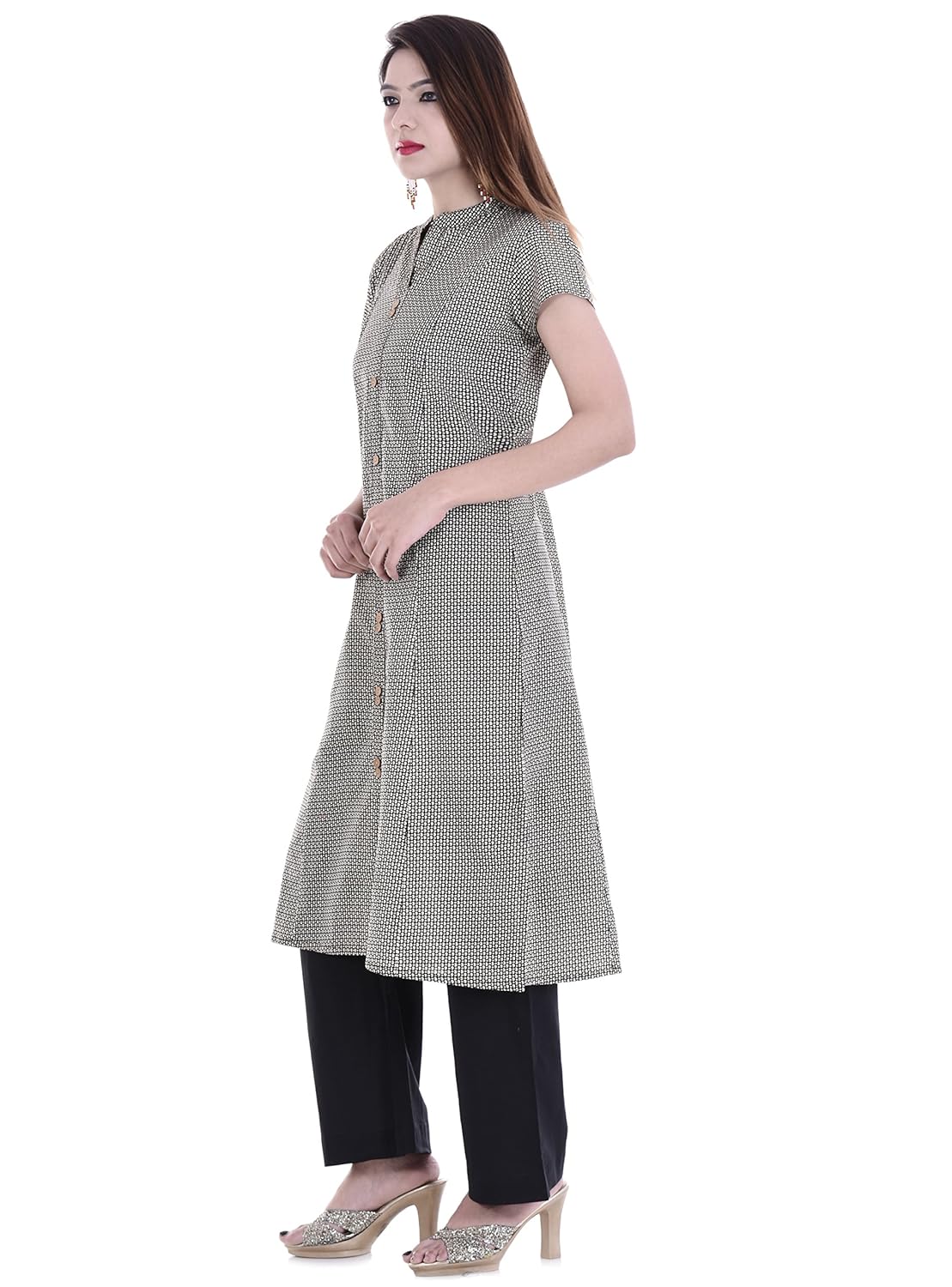 palakh women's cotton printed kurti with palazzo (black)