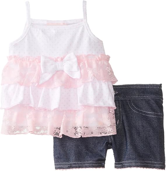 Little Lass BabyGirls Newborn 2 Piece Short Set Knit Denim