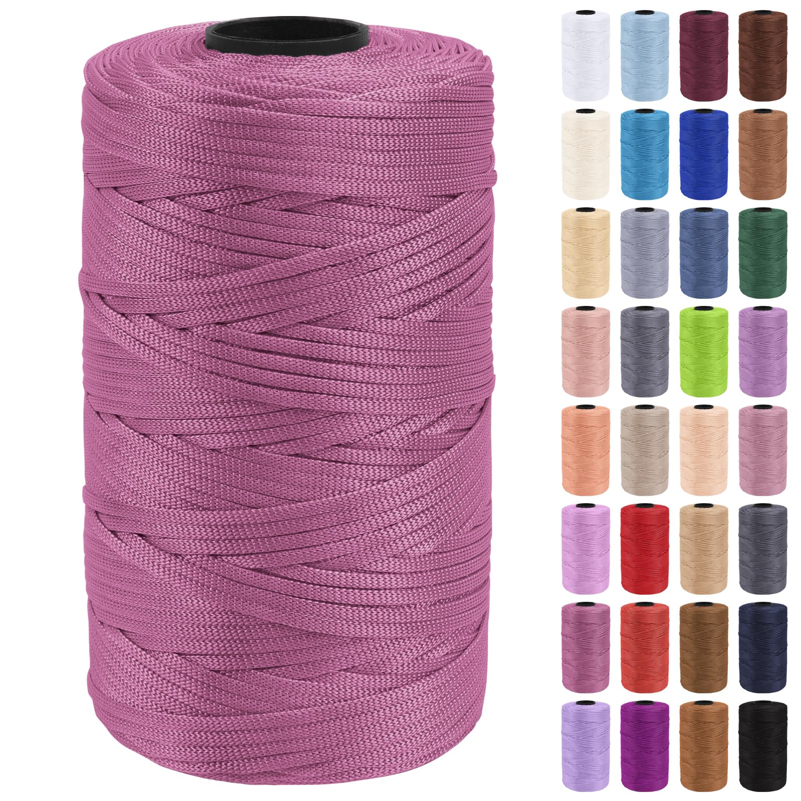 Uiopa Macrame Cord 3mm x 200m Polypropylene Flat Macrame String Crochet Yarn for Handbags, Shopping Bags, Sun Hats, Shoes, Carpets, DIY Crafts, Decorative Projects