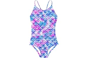 RAISEVERN Girls One Piece Swimsuits Bathing Suits for Kids Cross Back Swimwear Beach Summer Swim Suits for 3-10 Years