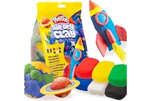 Play-Doh Brand Air Dry Clay, 6 Vibrant Clay Colors, Soft & Ultra Light Modeling Clay for Kids, Moldable, Paintable, Crumble-F
