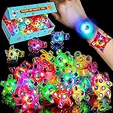 24 Pack LED Fidget Spinner Bracelets - Glow in The Dark Party Favors for Kids 4-8 8-12, Bulk Classroom Treasure Box Toys, Valentine Goodie Bag Stuffers, Birthday Return Gifts, Non-Candy Carnival Prize